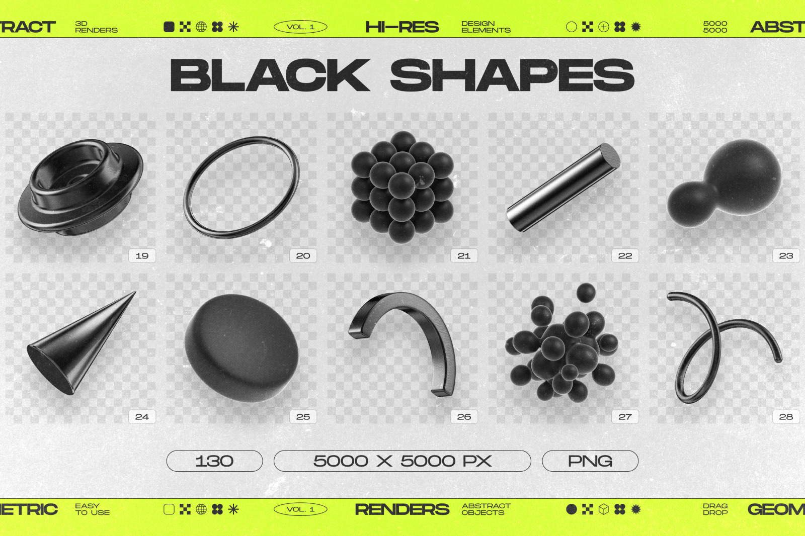 130 Black 3D Elements Collection Vol.1 130 Black 3D Elements Collection Vol.1