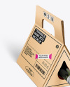 Triangular Corrugated Box with Wine Bottle Mockup