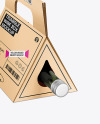 Triangular Corrugated Box with Wine Bottle Mockup