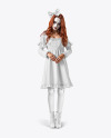 Girl Wearing Halloween Doll Costume Mockup