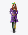 Girl Wearing Halloween Doll Costume Mockup