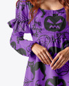 Girl Wearing Halloween Doll Costume Mockup