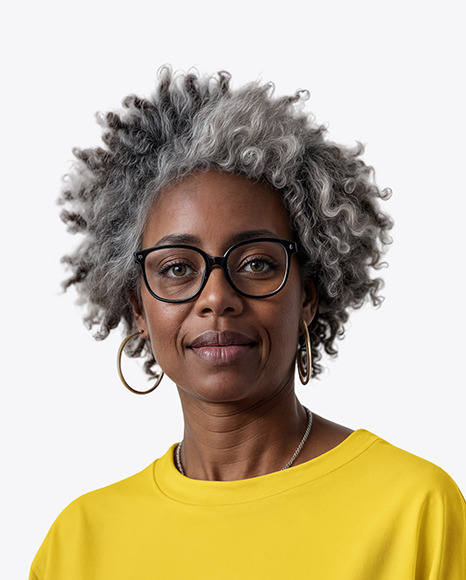 Afro-American Woman Wearing Long Oversized T-shirt & Pants Mockup