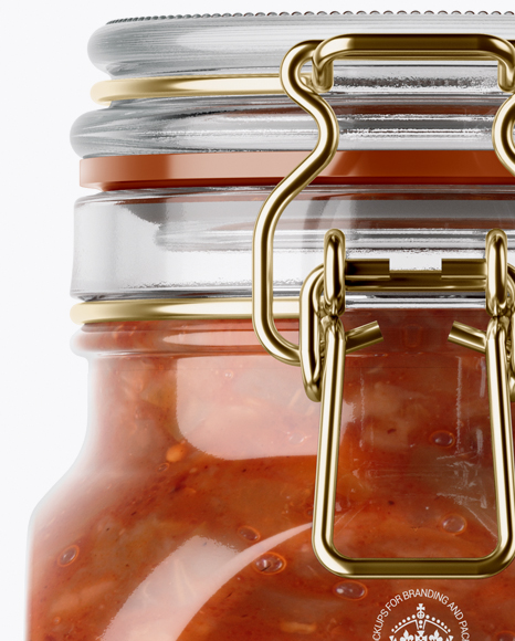 900ml Lecho Sauce Glass Jar w/ Clamp Lid Mockup - Front View (Eye-Level Shot)