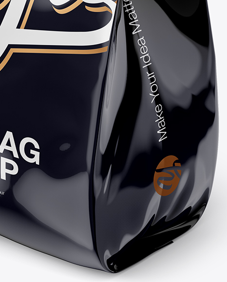 Glossy Food Bag Mockup - Half Side View (High Angle Shot)