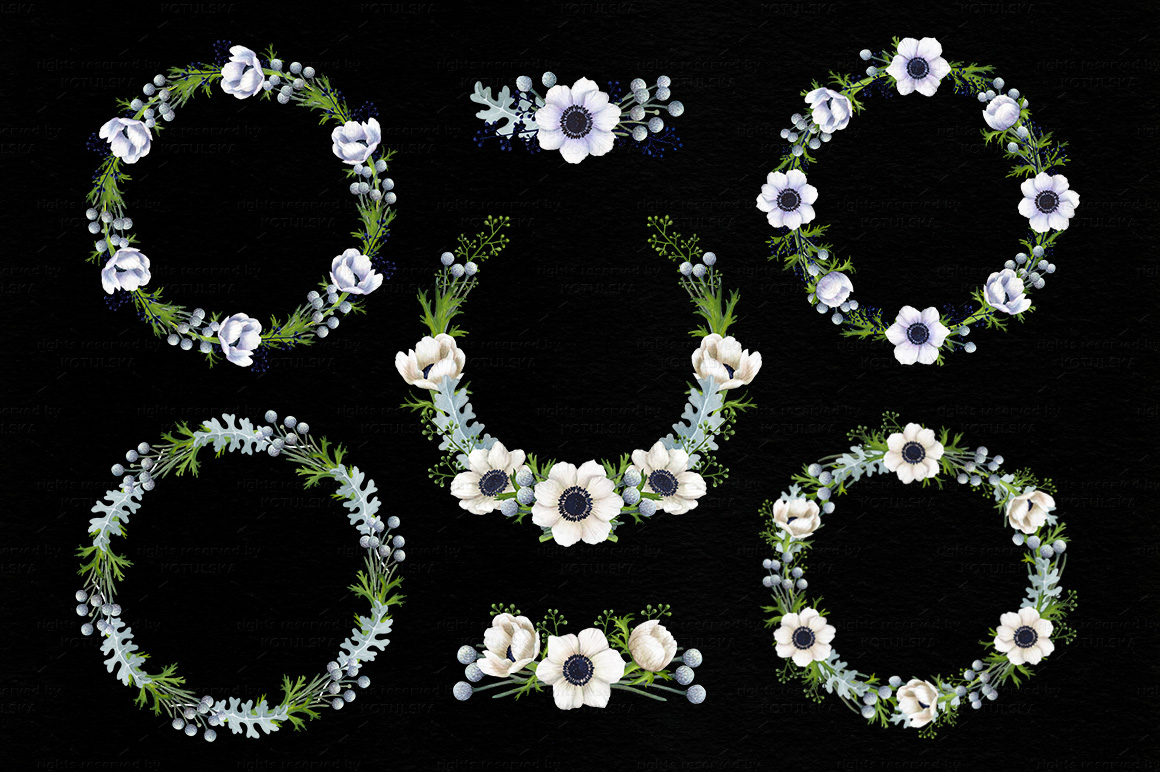 Watercolor Anemones Set Watercolor Anemones Set