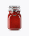 900ml Salsa Sauce Glass Jar w/ Clamp Lid Mockup - Front View (Eye-Level Shot)