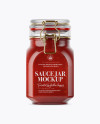 900ml Salsa Sauce Glass Jar w/ Clamp Lid Mockup - Front View (Eye-Level Shot)