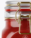 900ml Salsa Sauce Glass Jar w/ Clamp Lid Mockup - Front View (Eye-Level Shot)