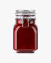 900ml Berry Jam Glass Jar w/ Clamp Lid Mockup - Front View (Eye-Level Shot)