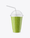 Green Smoothie Cup with Straw Mockup