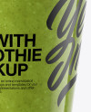 Green Smoothie Cup with Straw Mockup