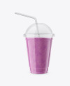 Berries Smoothie Cup with Straw Mockup