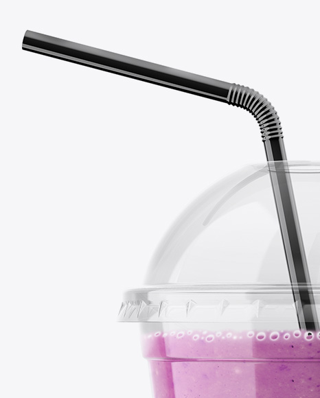 Berries Smoothie Cup with Straw Mockup