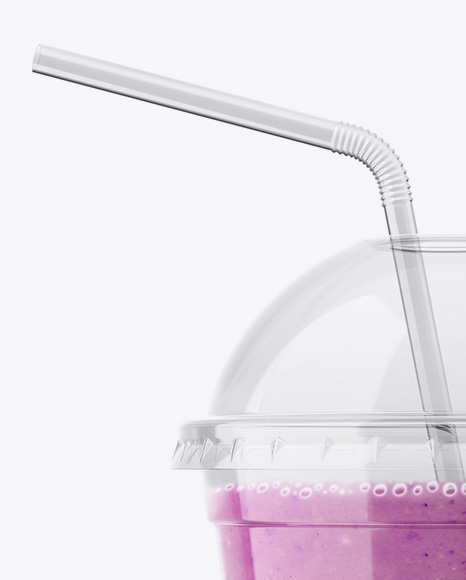 Berries Smoothie Cup with Straw Mockup