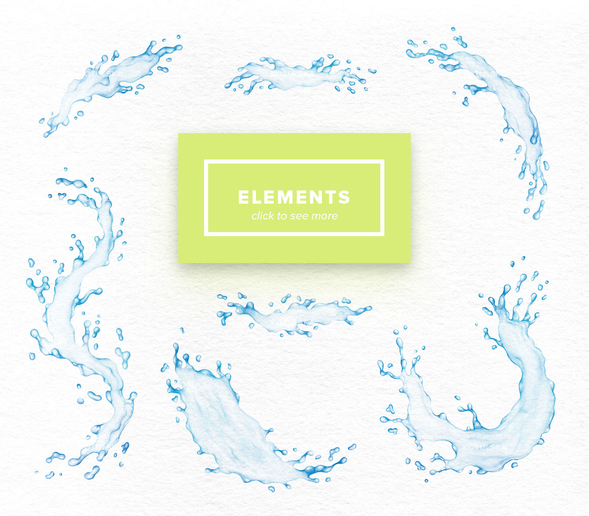 Watercolor Water Splashes Watercolor Water Splashes