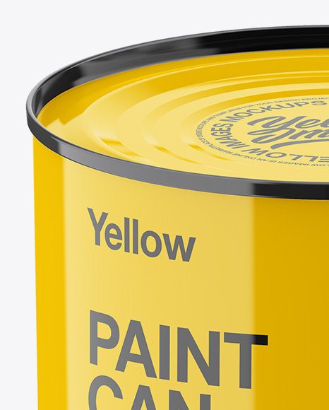 Glossy Paint Can Mockup - High-Angle Shot