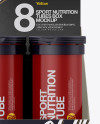 8 Matte Sport Nutrition Tubes Display Box Mockup