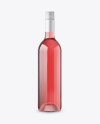 Clear Glass Pink Wine Bottle With Cap Mockup