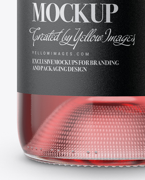 Clear Glass Pink Wine Bottle With Cap Mockup