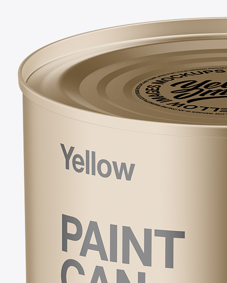 Metallic Paint Can Mockup - High-Angle Shot Metallic Paint Can Mockup - High-Angle Shot