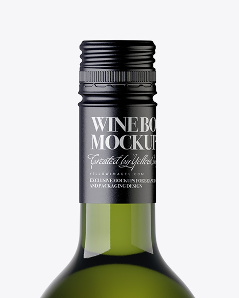 Clear Green Glass Wine Bottle With Cap Mockup