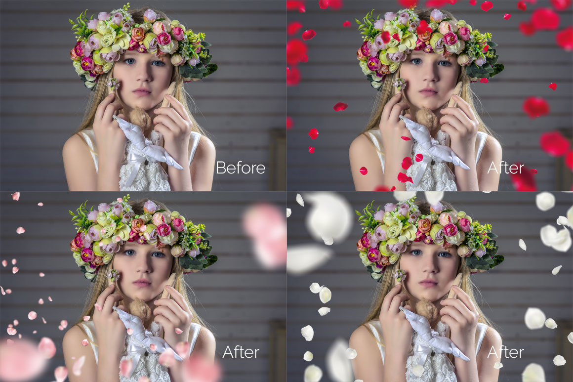 21 Rose Petal Photo Overlays