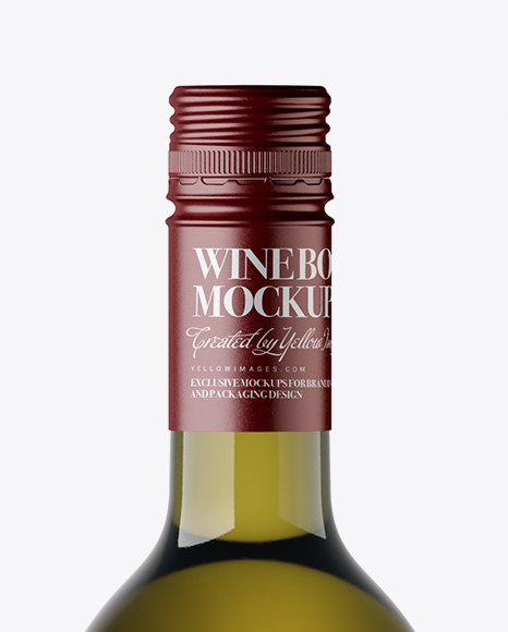 Green Glass Wine Bottle With Cap Mockup