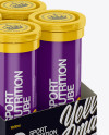 8 Glossy Sport Nutrition Tubes Display Box Mockup - Half Side View