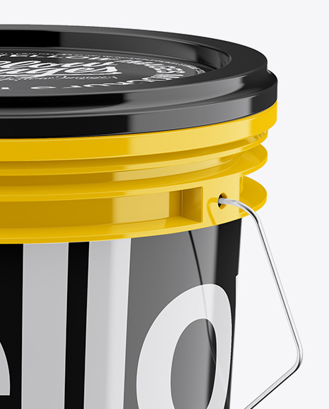 Glossy Paint Bucket Mockup - High Angle