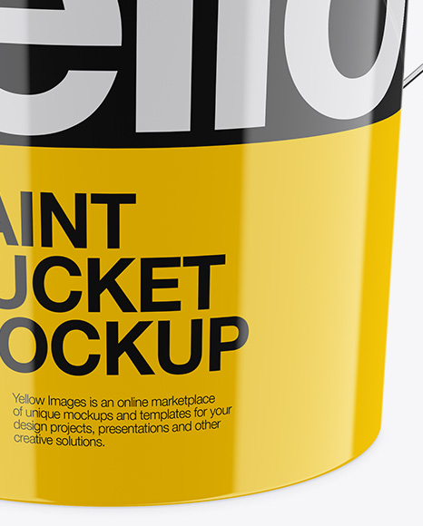 Glossy Paint Bucket Mockup - High Angle