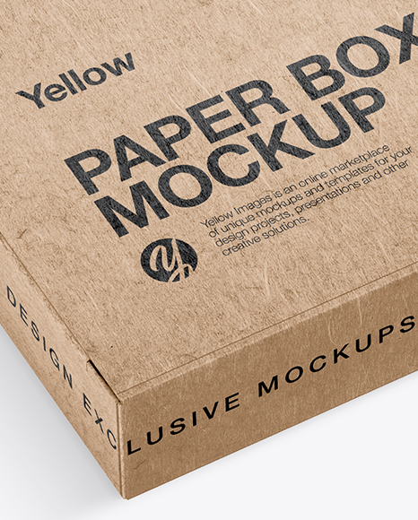 Kraft Paper Box Mockup - Half Side View (High-Angle Shot)