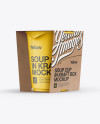 Soup Cup in Kraft Box Mockup / Front 3/4 View (Eye-Level Shot)