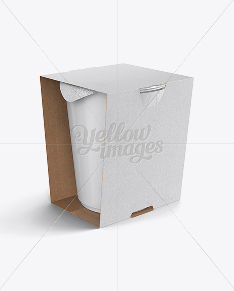 Soup Cup in Paperboard Box Mockup / Front 3/4 View (High-Angle Shot