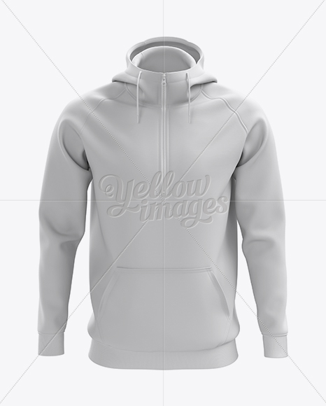 Half-Zip Hoodie Mockup - Front View