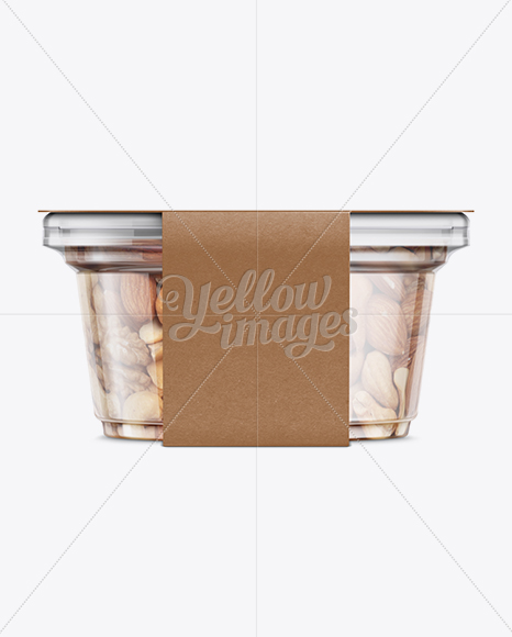 200g Plastic Cup in Kraft Wrap W/ Mixed Nuts Mockup