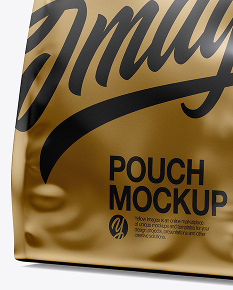 Matte Metallic Pouch Mockup - Half Side View