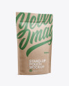 Kraft Stand Up Pouch W/ Zipper Mockup - Half Side View