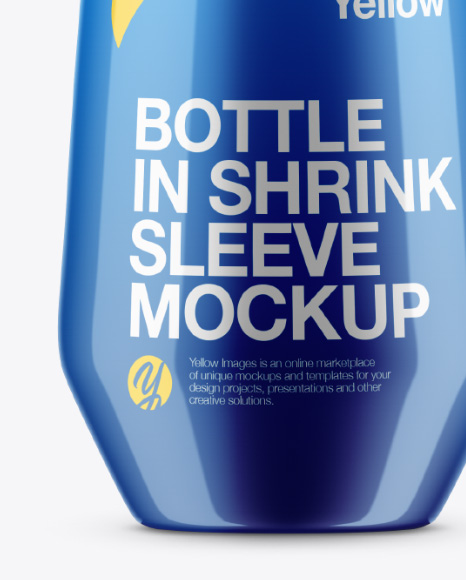 Plastic Bottle In Glossy Shrink Sleeve Mockup