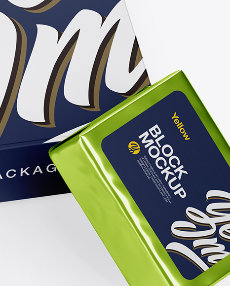 Matte Paper Box With Two Metallic Blocks Mockup Matte Paper Box With Two Metallic Blocks Mockup