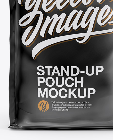 Stand Up Matte Pouch with Sticker Mockup - Front View