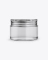 Clear Glass Cosmetic Jar with Metallic Cap Mockup