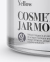 Clear Glass Cosmetic Jar with Metallic Cap Mockup