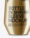 Plastic Bottle In Metallic Shrink Sleeve Mockup