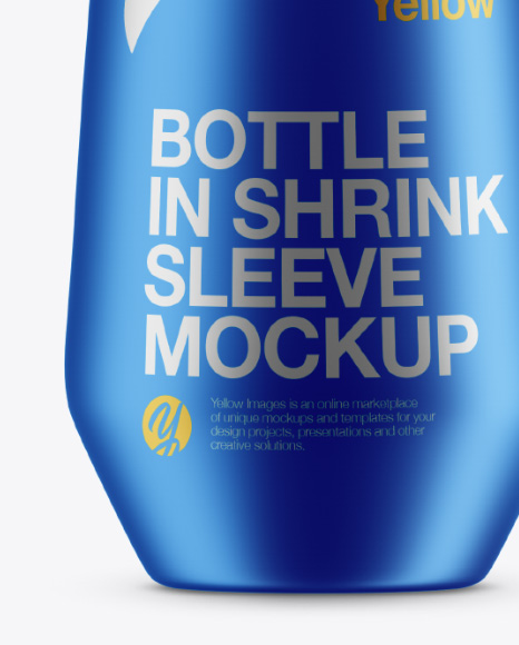 Plastic Bottle In Matte Metallic Shrink Sleeve Mockup