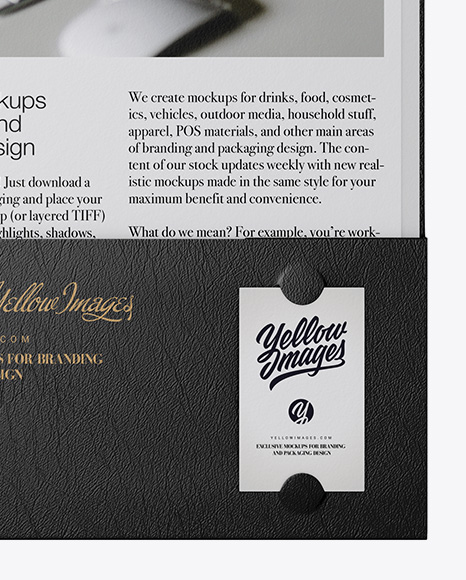Leather Folder with Papers and Envelope Mockup