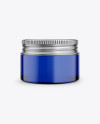 Blue Glass Cosmetic Jar Mockup - Front View