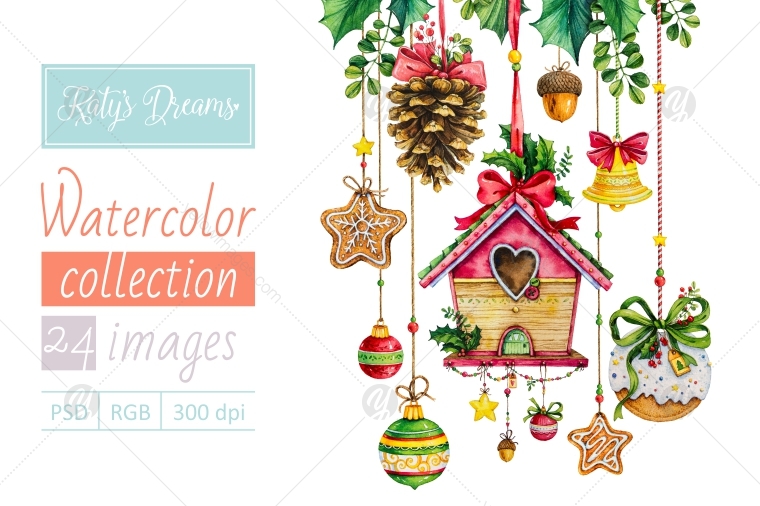 Watercolor set / Happy New Year Watercolor set / Happy New Year