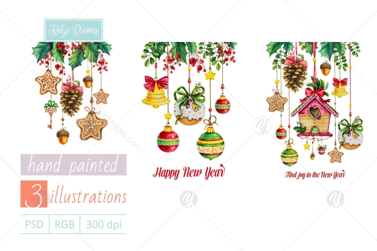 Watercolor set / Happy New Year Watercolor set / Happy New Year