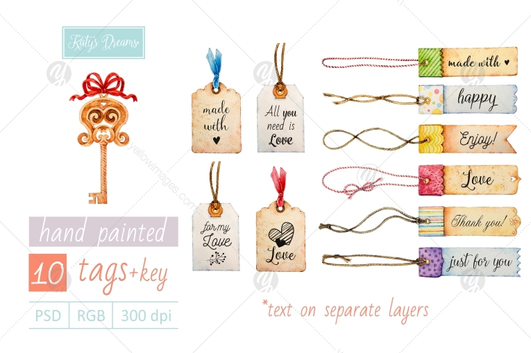 Watercolor set / Envelopes and tags